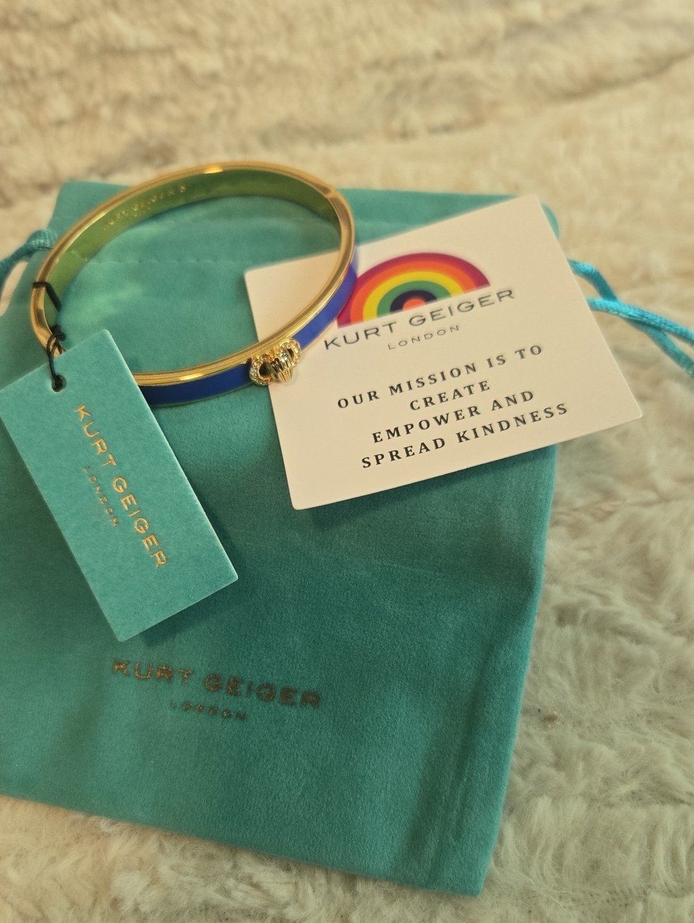 Kurt Geiger Blue and Gold Enamel Bangle Bracelet